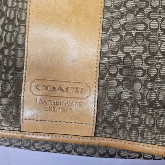 Coach Signature Hudson Commuter Messenger Bag Tan Laptop Diaper Travel - Picture 3 of 13